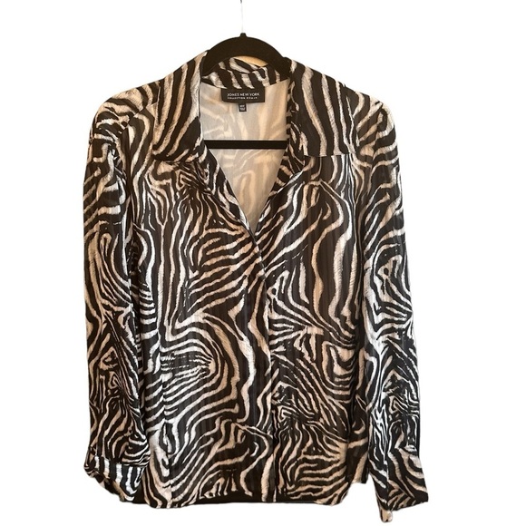 Jones New York Collection Woman Animal Print Blouse/Jacket - B/W -20W - Picture 1 of 11